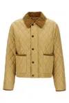 Burberry Oldham Beige Quilted Jacket With Corduroy Collar In Tech Fabric Woman In Neutral