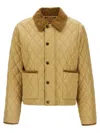 Burberry Oldham Beige Quilted Jacket With Corduroy Collar In Tech Fabric Woman In Yellow
