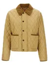 Burberry Oldham Beige Quilted Jacket With Corduroy Collar In Tech Fabric Woman In Neutral