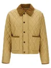 Burberry Quilted Jacket With Corduroy Collar And Pockets In Beige