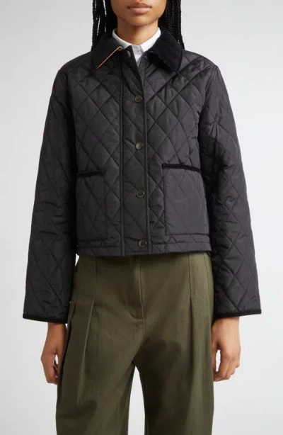 Burberry Women Nylon Jacket With Stitching In Black
