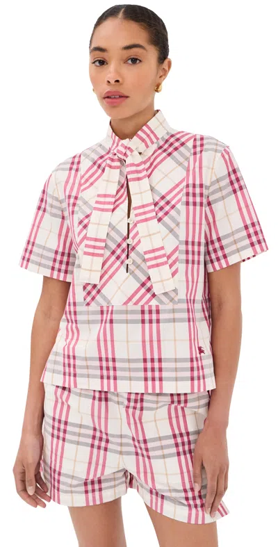 Burberry Olea Plaid Top Aubergine Purple In Pink