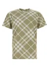 Burberry Check Stretch Cotton Blend T-shirt In Olive