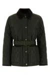 Burberry Belted Waist Quilted Nylon Jacket In Green