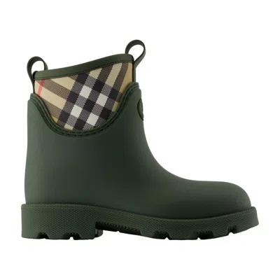 Burberry Olive Green Rubber Marsh Stamp Ankle Boots