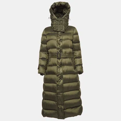Pre-owned Burberry Olive Green Synthetic Quilted Puffer Down Coat M