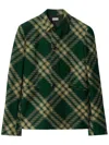 Burberry Check Wool Tailored Jacket In Olive