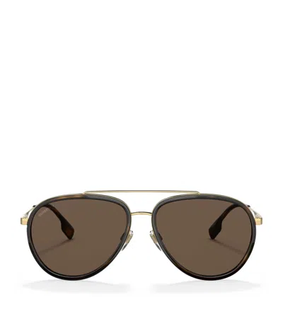 Burberry Oliver Aviator Sunglasses In Gold