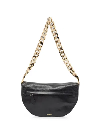 Pre-owned Burberry Olympia Chain Shoulder Bag In Black