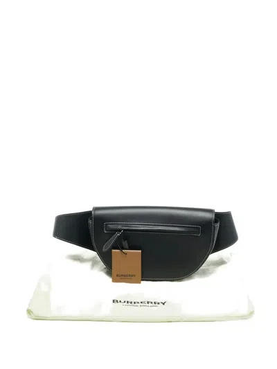 Pre-owned Burberry Olympia Leather Belt Bag In Black