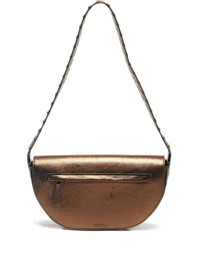 Pre-owned Burberry Olympia Leather Shoulder Bag In Brown
