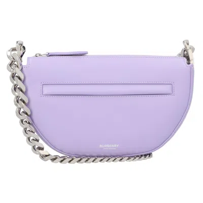 Burberry Olympia Mini Leather Shoulder Bag In Purple