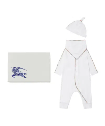 Burberry One-piece Bib Hat Three-piece Gift Set In White