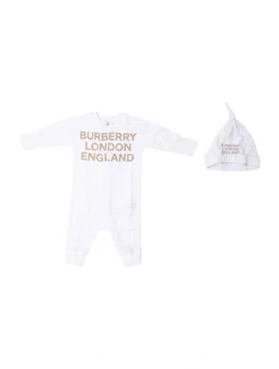 Pre-owned Burberry Babies' One Piece Set In Neutrals/white