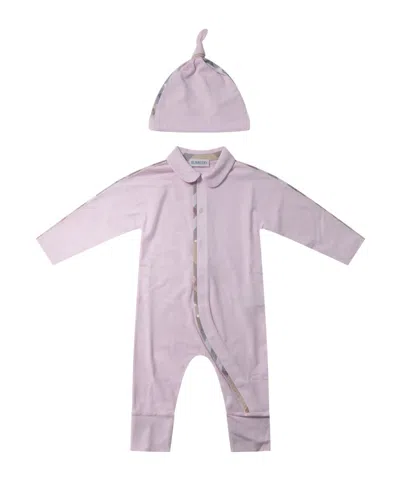 Burberry One-piece Suit And Hat Set In Purple