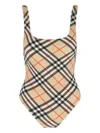 Burberry Scoop Neckline Sleeveless Checkered Beach Bodysuit In Multi
