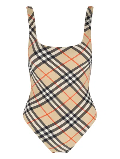 Burberry One-piece Swimsuit "check" In Multi