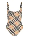 Burberry Scoop Neckline Sleeveless Checkered Beach Bodysuit In Nude
