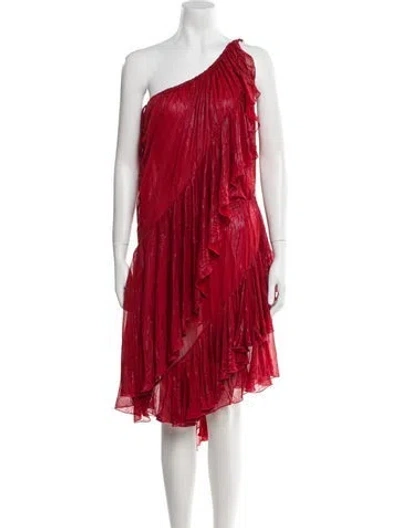 Pre-owned Burberry One-shoulder Midi Length Dress W/ Tags In Red