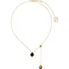 Burberry Shield Pendant Necklace In Gold/black/clear