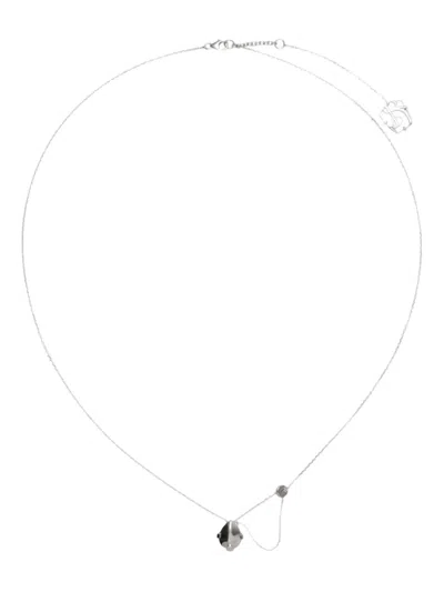 Burberry Onyx-shield Pendant Necklace In Metallic