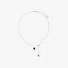 Burberry Shield Pendant Necklace In Silver/black/clear