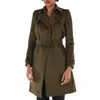 BURBERRY OPEN BOX - BURBERRY LADIES DARK OLIVE TEMPSFORD SINGLE-BREASTED TRENCH COAT