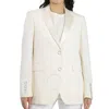 BURBERRY OPEN BOX - BURBERRY LADIES NATURAL WHITE CARATOWN SINGLE-BREASTED BLAZER
