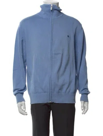 Pre-owned Burberry Open Front Long Sleeve Cardigan In Blue