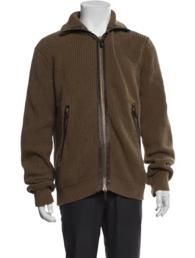 Pre-owned Burberry Open Front Long Sleeve Cardigan In Green
