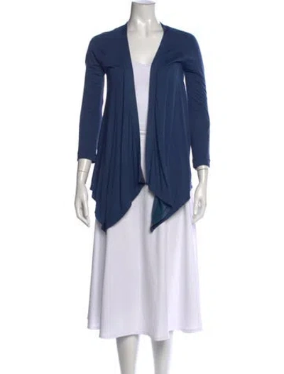 Pre-owned Burberry Open Front Long Sleeve Top In Blue