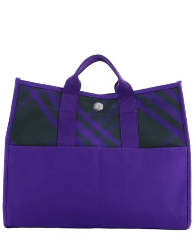 Burberry Open Shopper Tote Check Large (authentic Pre-loved) In Blue