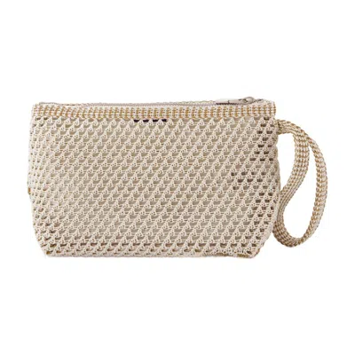 Burberry Open-weave Cotton Mesh Pouch In White