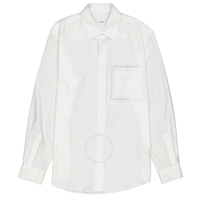 Burberry Optic White Cotton Poplin Classic Fit Lace Detail Oxford Shirt