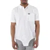 BURBERRY BURBERRY OPTIC WHITE CUT-OUT HEM RECONSTRUCTED COTTON POLO SHIRT