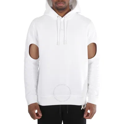 Burberry Optic White Globe Graphic Cut-out Sleeve Hoodie