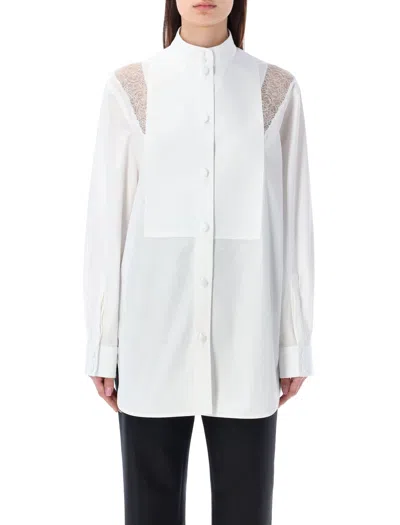 Burberry Lace Trim Shirt In White