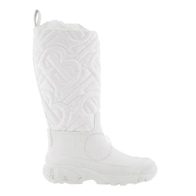Burberry Optic White Rotherfield Quilted Monogram Rain Boots