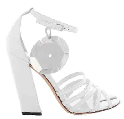 Pre-owned Burberry Optic White Split-toe Detail Leather Sandals