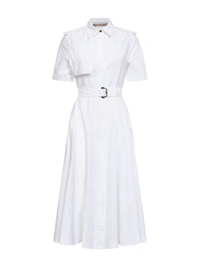 Burberry Optical White Cotton Poplin Shirt Dress