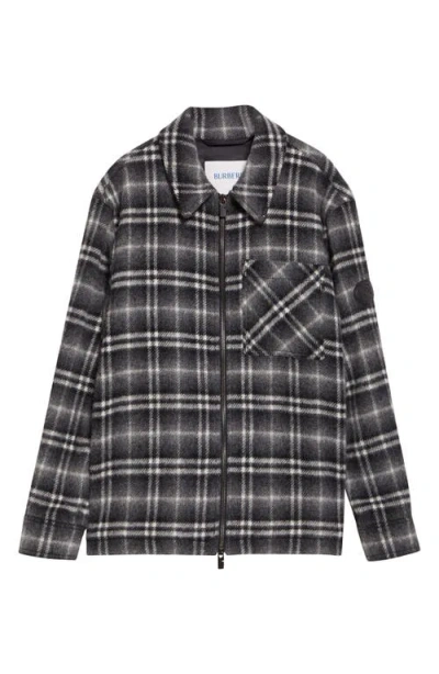 Burberry Oran Plaid Wool Overshirt In Black