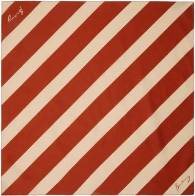 Burberry Orange & Beige Striped Cotton Scarf In Brown
