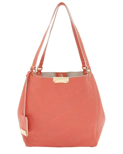 Burberry Orange & Pink Embossed Leather & Leather Canterbury Small Tote (authentic Pre-loved)