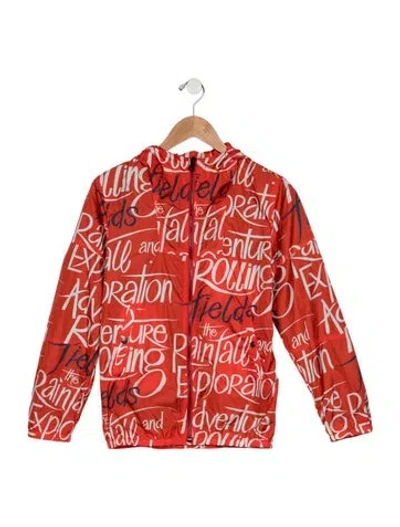 Pre-owned Burberry Kids' Orange And White Patterned Casual Jacket With Zip Closure