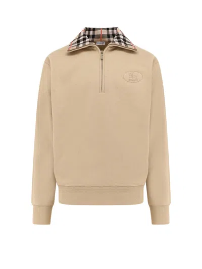 Burberry Organic Cotton Half-zip Sweater In Neutral