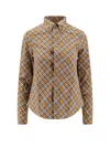 Burberry Ered Shirt With Button-down Collar In Brown