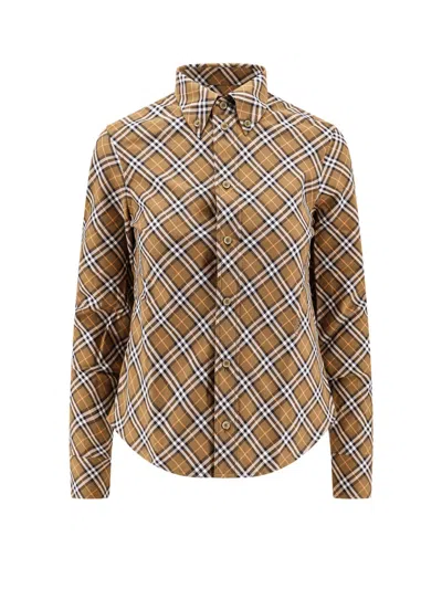 Burberry Ered Shirt With Button-down Collar In Multicolour