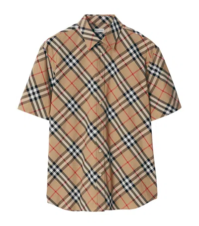 BURBERRY ORGANIC COTTON SHORT-SLEEVE CHECK SHIRT