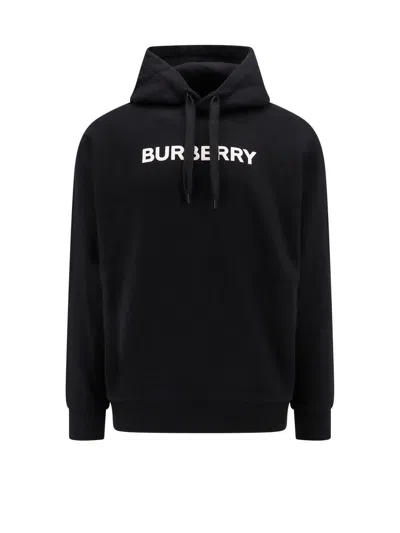 Burberry Organic Cotton Sweatshirt With Frontal Logo In Black