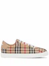 BURBERRY ORGANIC COTTON VINTAGE CHECK LACE-UP SNEAKER IN BEIGE